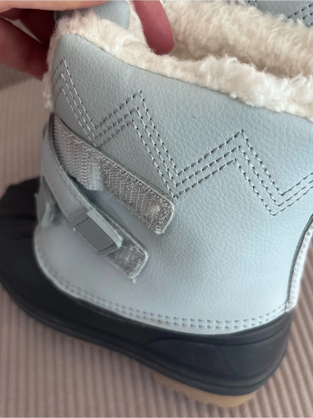 Cat & Jack Toddler Snow Boots Light Blue Navy Hook & Loop Strap Winter Size 9